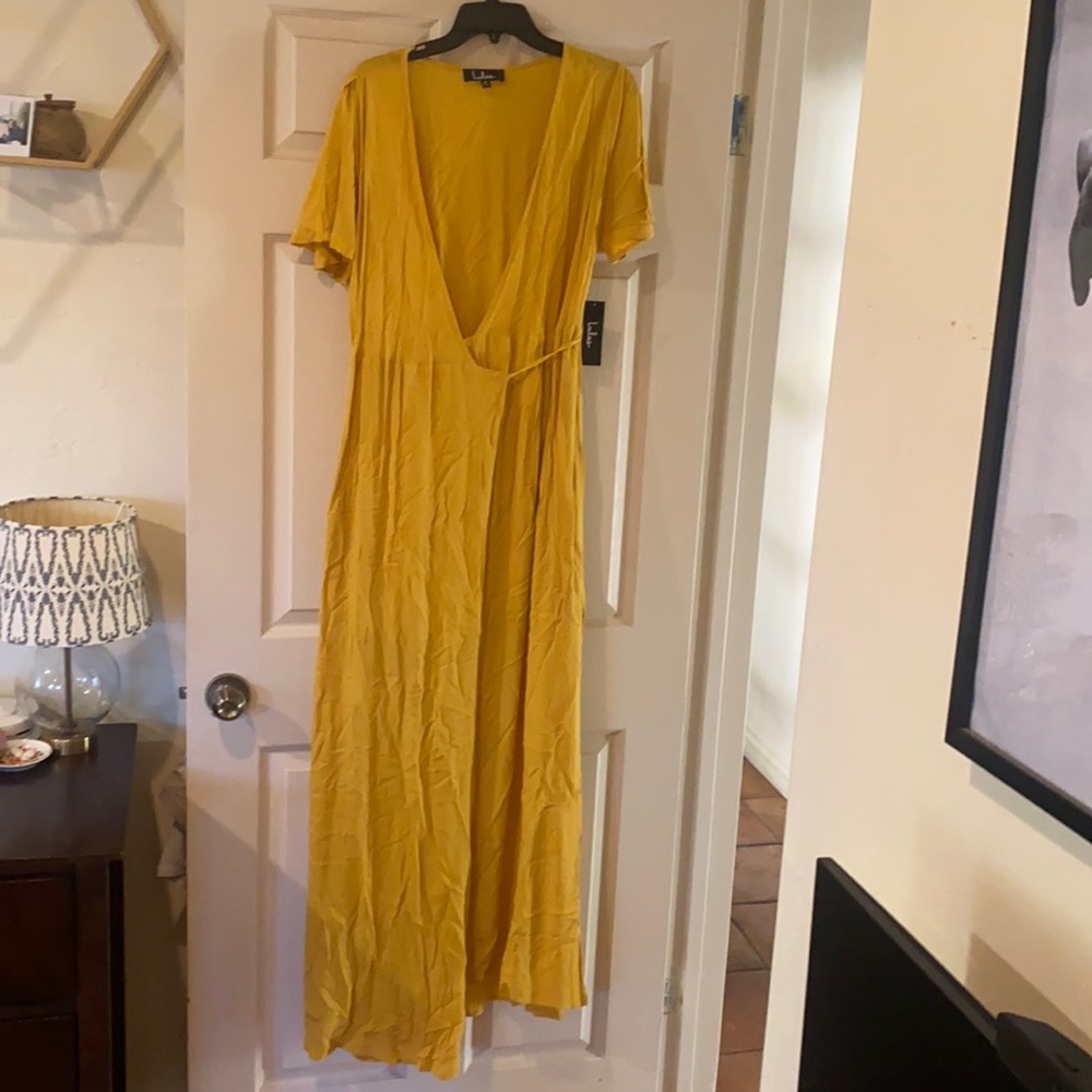 Lulus golden wrap dress